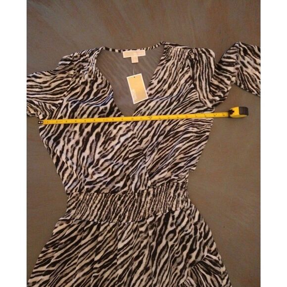 Michael kors Ruffled Puff Sleeve Dress Sm Zebra Cottage Core Boho Feminine - Picture 9 of 11